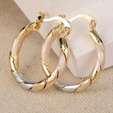Retro Round Hoop Earrings in Gold, Silver, and Rose