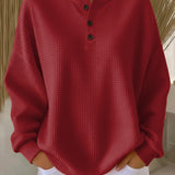 Cosy Waffle Henley Sweatshirt for Women