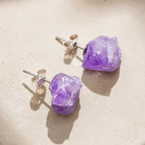 Amethyst Abstract Crystal Stud Earrings