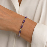 Silver Bracelet with Amethyst Links