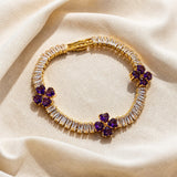 Gold Bracelet with Clover Amethyst Charm