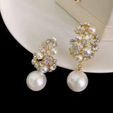 Chic Floral Pearl Drop Earrings