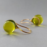 Retro Olive Green Crystal Drop Earrings