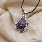 Amethyst Teardrop Pendant Necklace