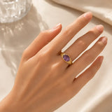 Antique Gold Ring with Vintage Crystal Amethyst