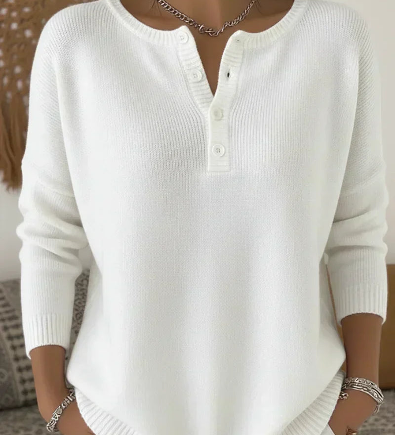 Helena | Henley Button Up Knit Jumper