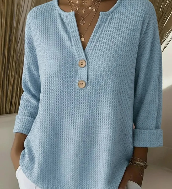 Henley Button Top for Women