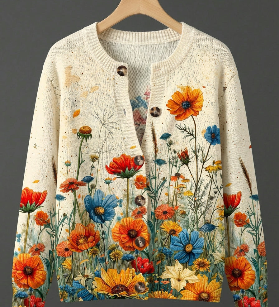 Tansy™ | Vintage Floral Print Cardigan Sweater