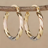 Retro Round Hoop Earrings in Gold, Silver, and Rose